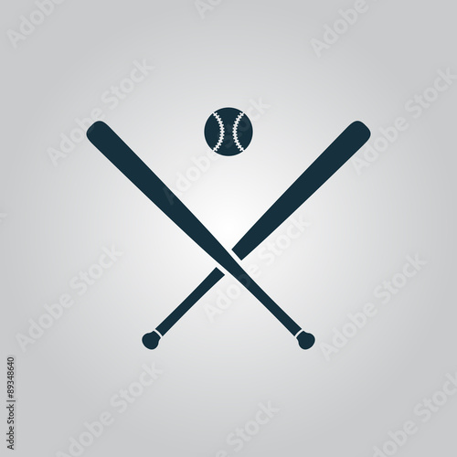 Vector crossed baseball bats and ball  