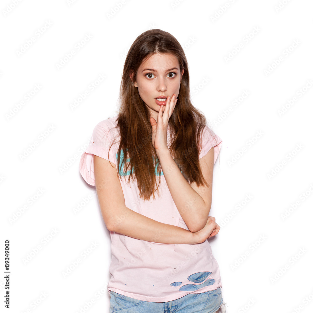 Beauty Surprised Brunette Woman Beauty Surprised Brunette Woman
