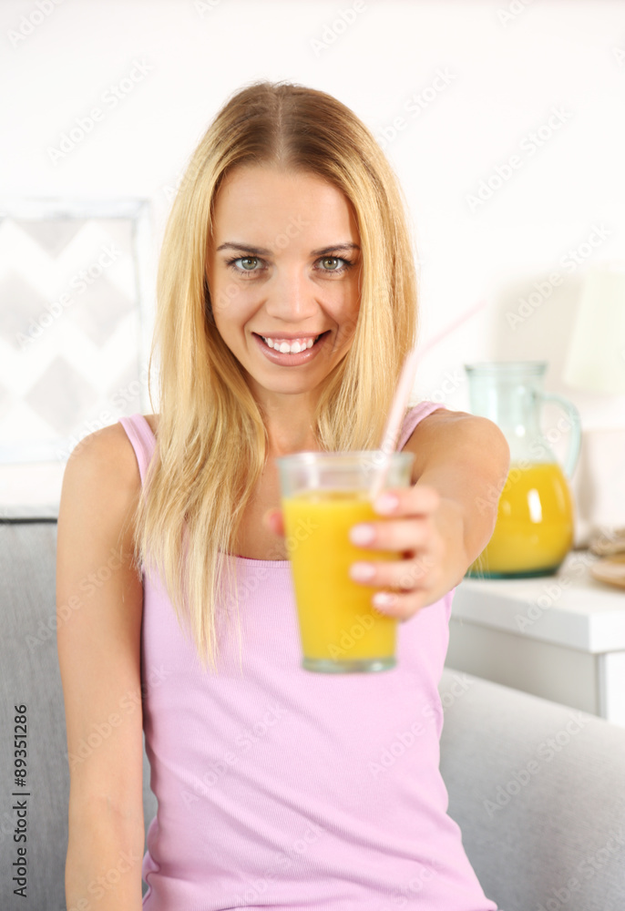 Young beautiful woman with fresh juice Young beautiful woman with fresh juice