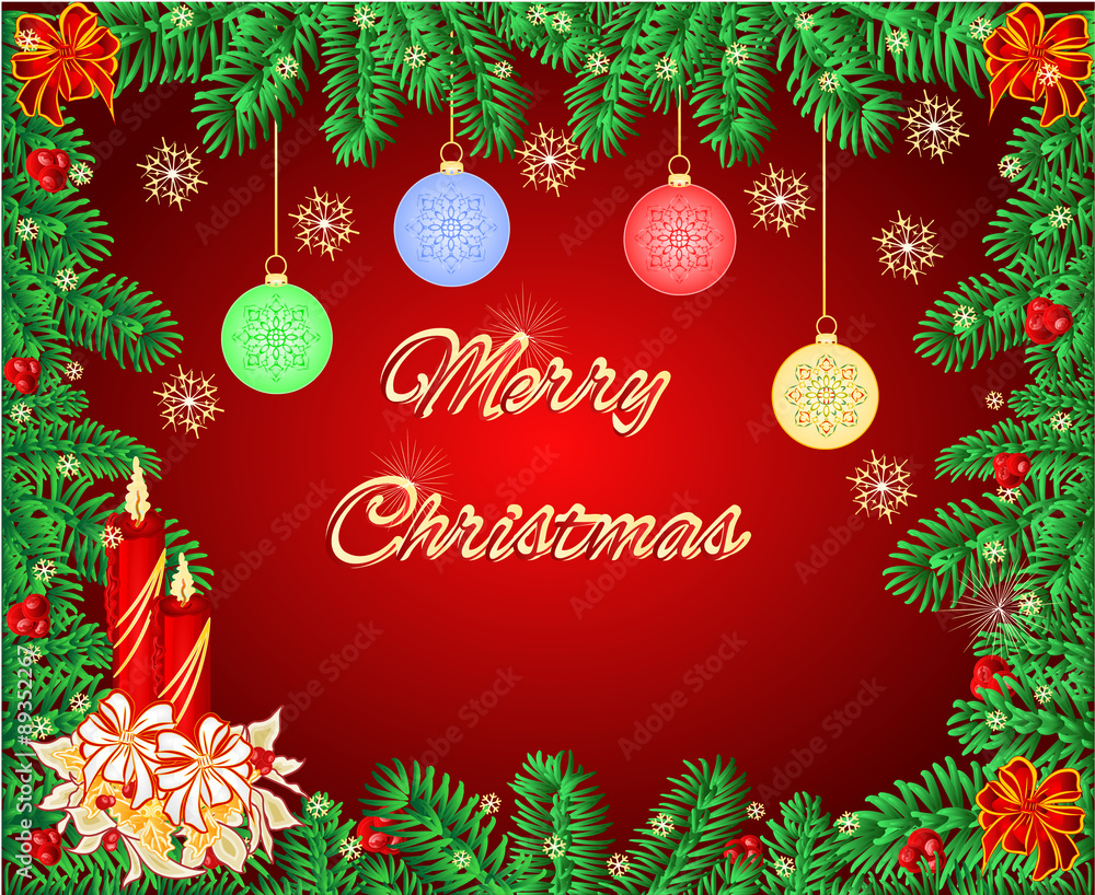 Merry Christmas frame with a candlestick vector