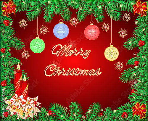 Merry Christmas frame with a candlestick vector