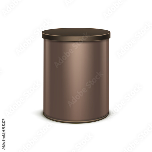 Brown tin box packaging container for tea coffee isolated vector