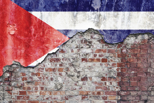 Cuban Flag On Grungy Wall