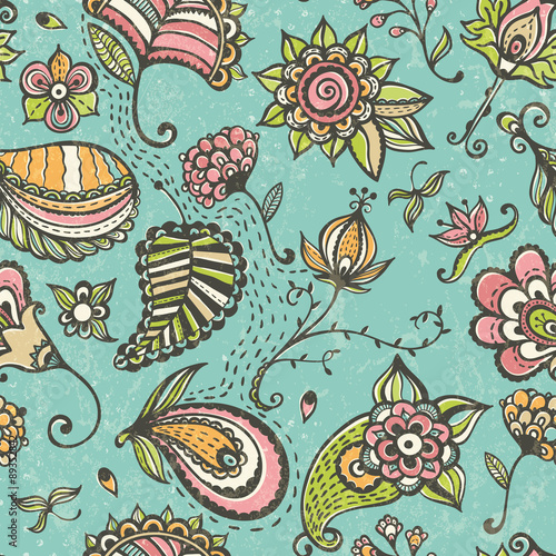 Doodle floral seamless pattern.