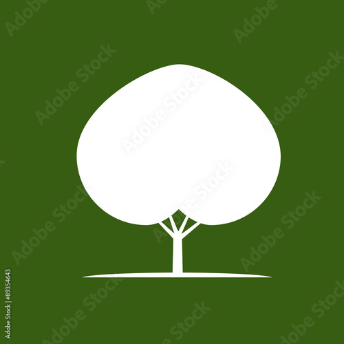 White Tree and Green Background