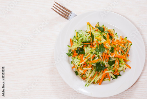 fresh vegetables salad with cucumber and carrot