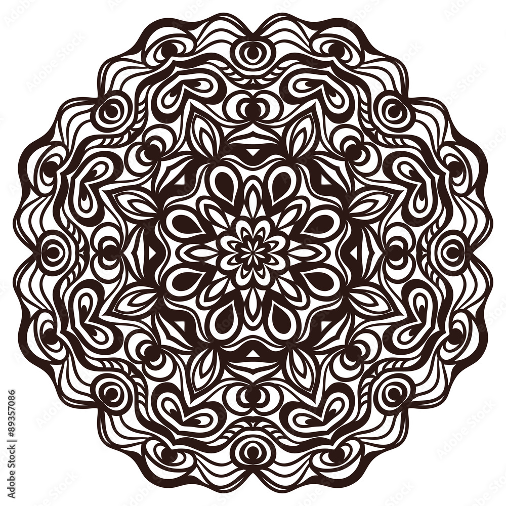 Hand drawn abstract ornamental round lace doily