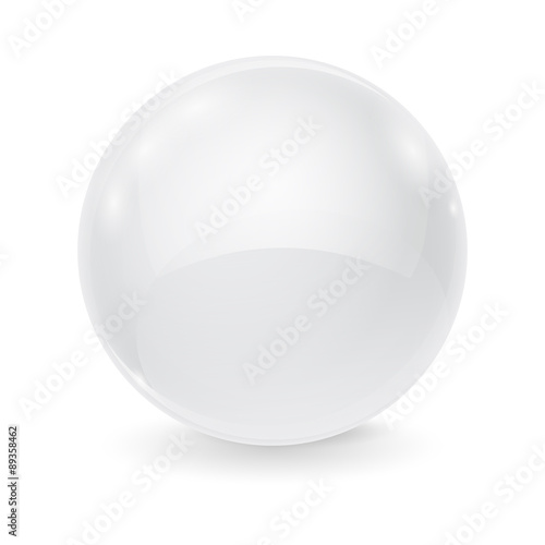Glass sphere. White transparent glass ball