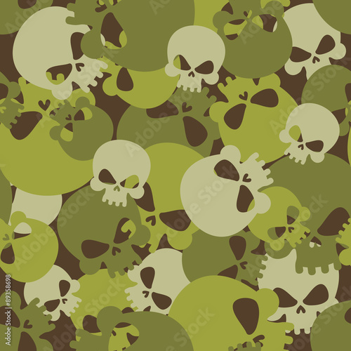 Military texture of skulls. Camouflage army seamless pattern fro