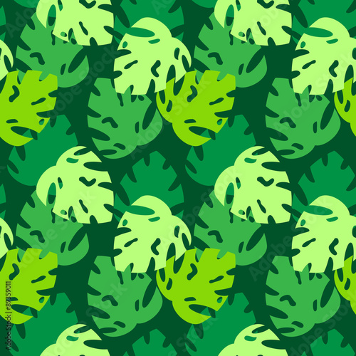 monstera leaves pattern green