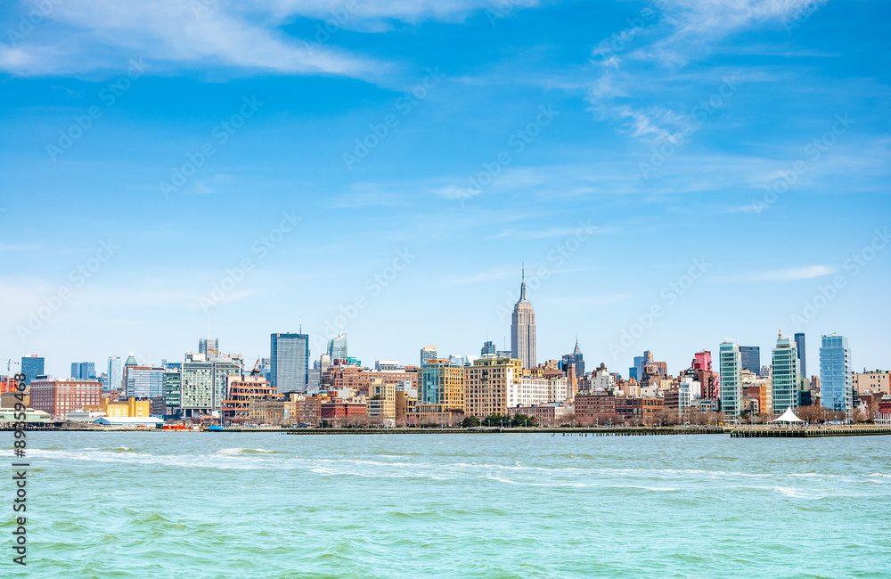 New York City with Manhattan Skyline over Hudson River.. New York City with Manhattan Skyline over Hudson River..