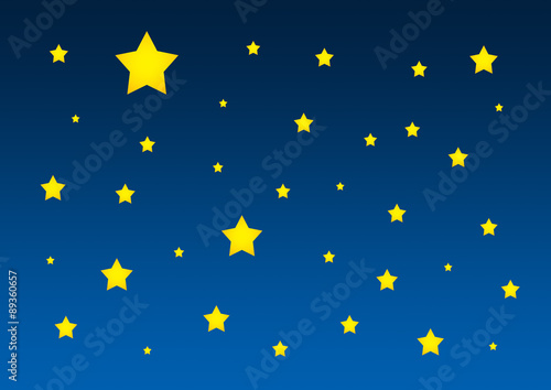 Yellow stars on blue night sky background