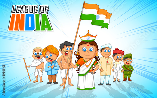 Kids in fancy dress of Indian freedom fighter