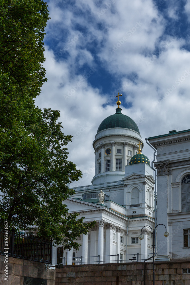 Helsinki Cathedral in cloudy summer day. View from Yliopistonkatu