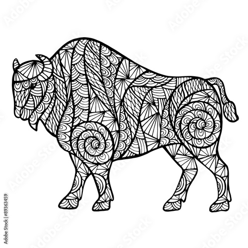 Zentangle stylized buffalo