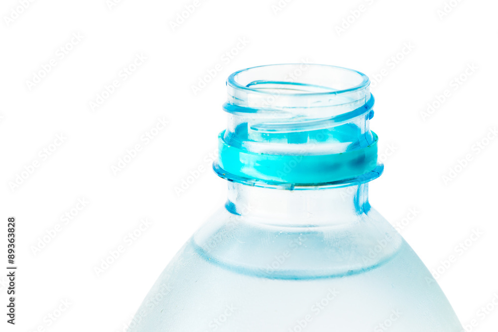 close-up top water bottle on white background