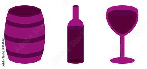 Tonneau, bouteille, verre de vin beaujolais nouveau pictos vecteurs 3