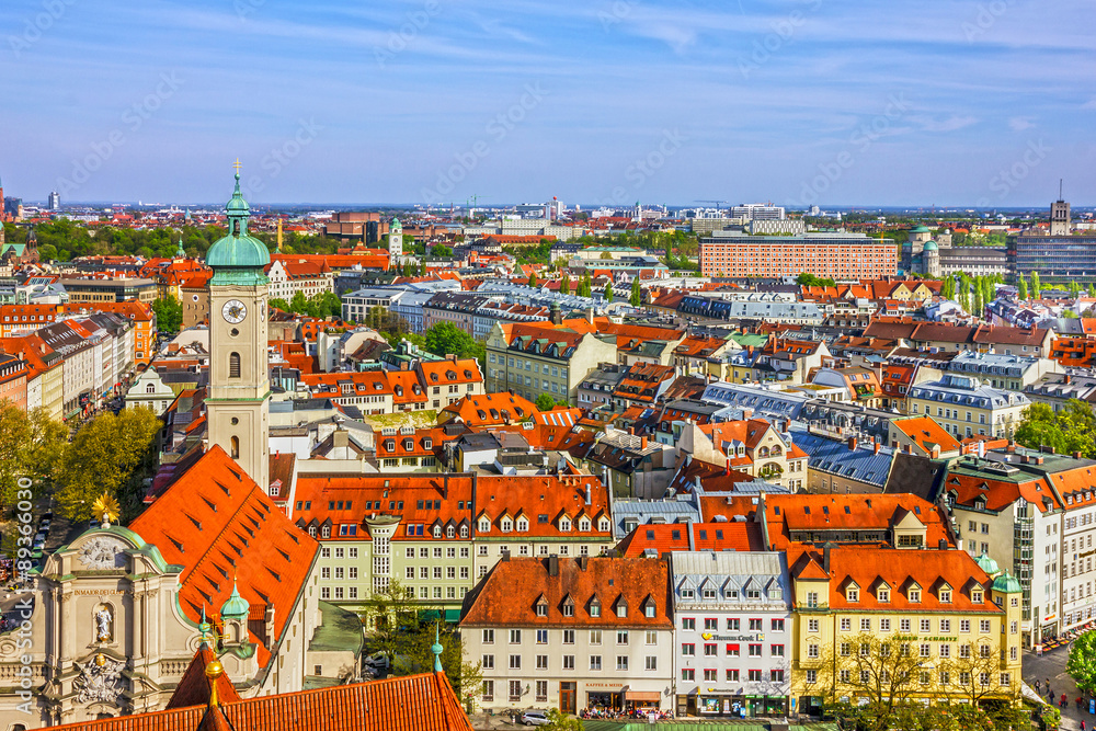 Munich cityscape, Bavaria, Germany. Old Town panorama