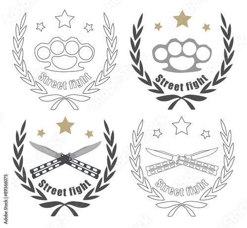 Vintage knife and brass-knuckle emblems