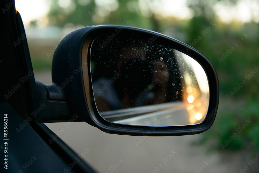 mirror car on the road mirror car on the road