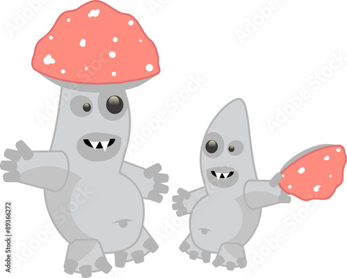 Mushrooms monsters illustration