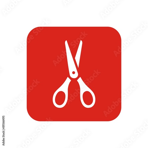 Icono tijeras rojo cuadro 