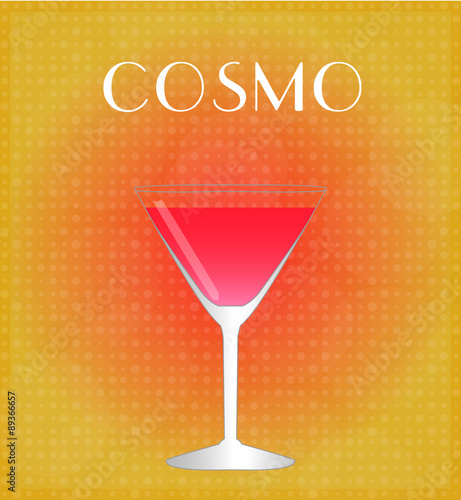 Drinks List Cosmopolitan with Red & Golden Background EPS10