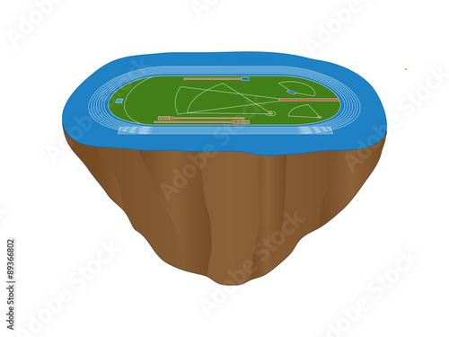 Athletics Field with Blue Track Floating Island