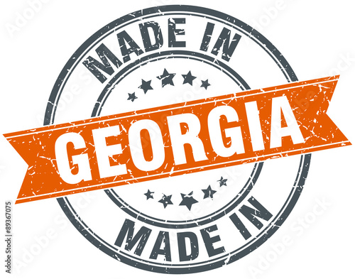 Georgia orange grunge ribbon stamp on white
