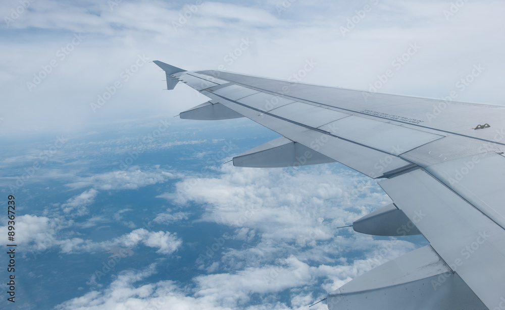 Wing airplane over the sky while flying Wing airplane over the sky while flying