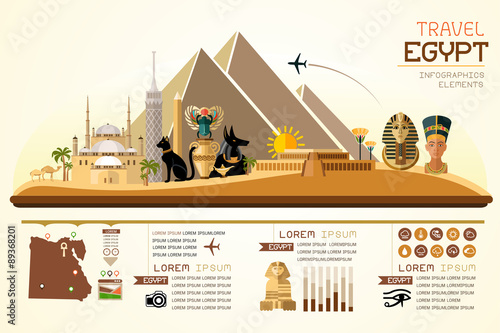Info graphics travel and landmark egypt template design. Concept Vector Illustration photo