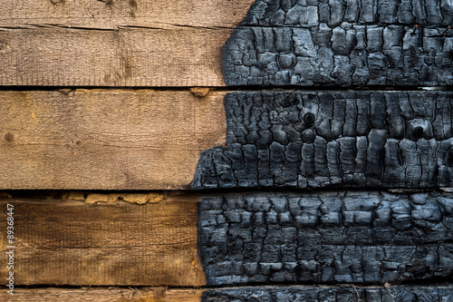 Billede på lærred Half charred wood