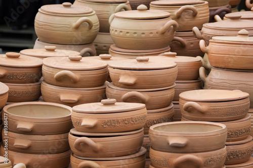 Street market of ceramic tableware, Georgia