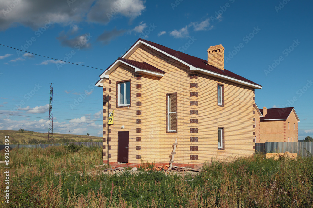 New not populated country house from brick New not populated country house from brick