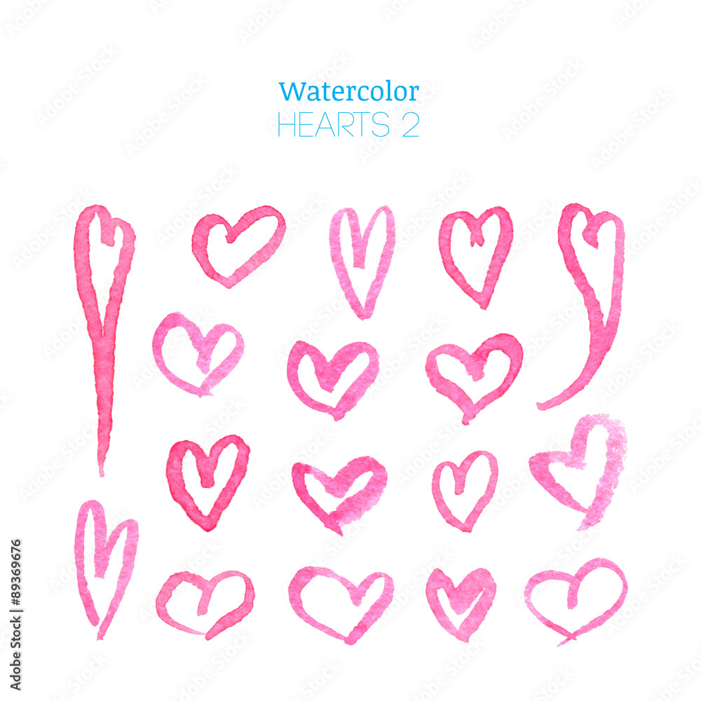 Pink watercolor hearts Pink watercolor hearts