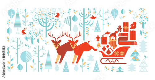 Composition with Christmas landscape.