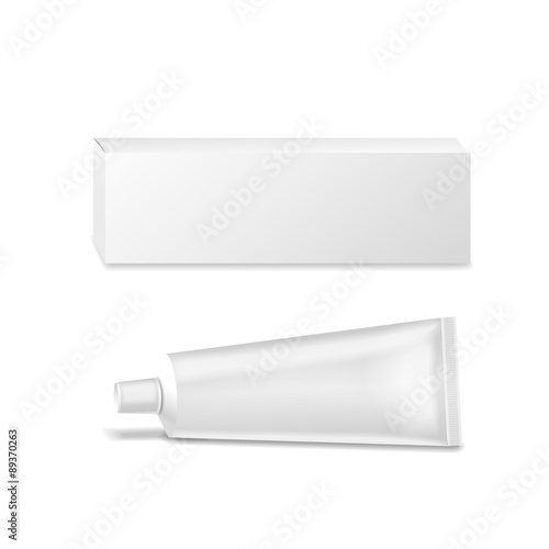 Realistic white tube and packaging. For cosmetics, ointments