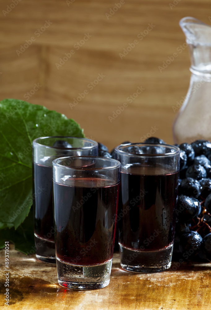 Homemade red wine glasses, selective focus Homemade red wine glasses, selective focus