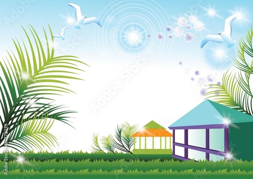 여름 바캉스, 여행준비, 소품 일러스트 이미지 