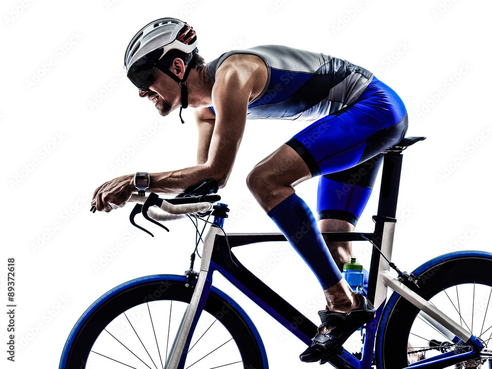 Obraz premium triathlon iron man athlete cyclist bicycling