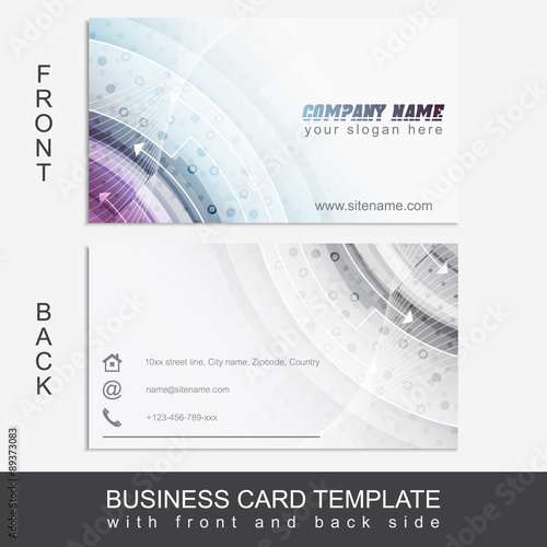 Business card template with front and back side and abstract pattern