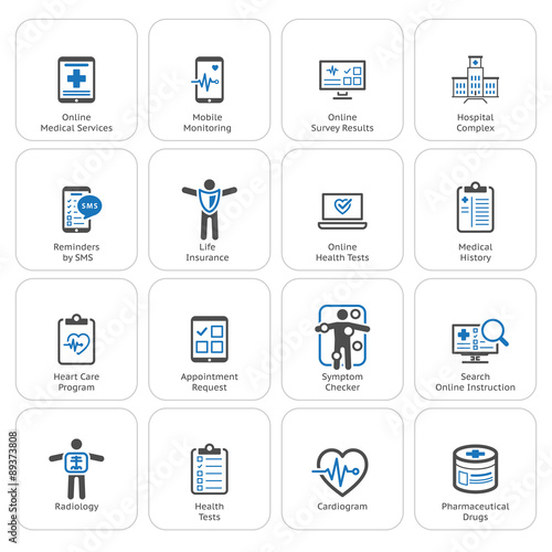 Medical & Health Care Icons Set. Flat Design.