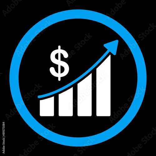 Sales flat blue and white colors rounded vector icon