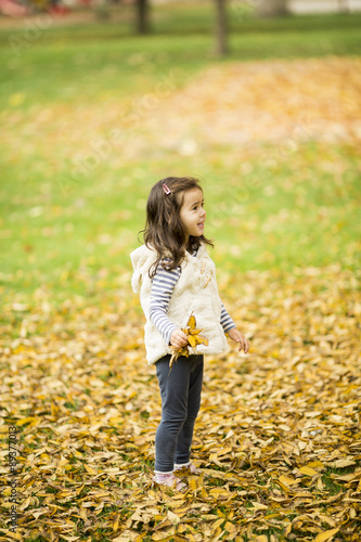Little girl at the autumn park