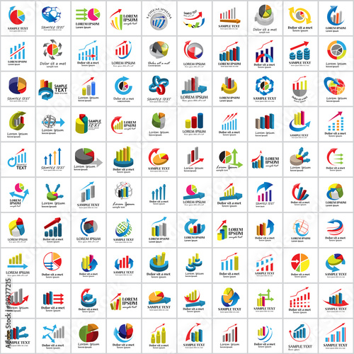 Graph Icons Set - Isolated On White Background - Vector Illustration, Graphic Design, Editable For Your Design