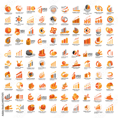 Graph Icons Set - Isolated On White Background - Vector Illustration, Graphic Design, Editable For Your Design