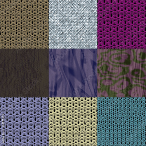 Set of fabric knit generated textures