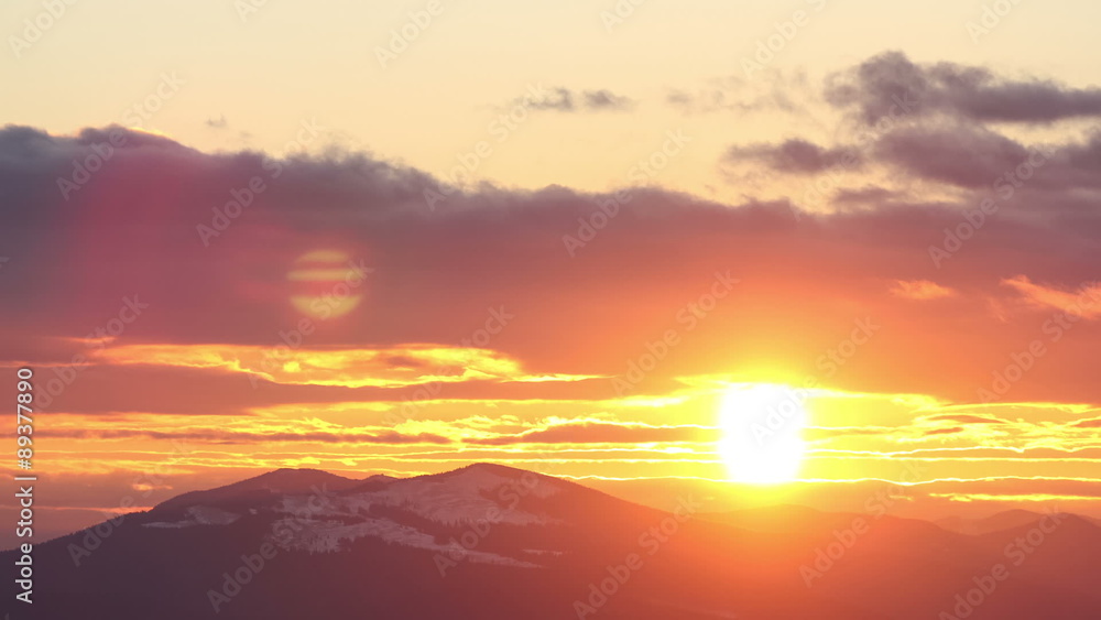 Sunrise timelapse in mountains with colourful clouds Sunrise timelapse in mountains with colourful clouds