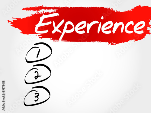 Experience blank list, business concept