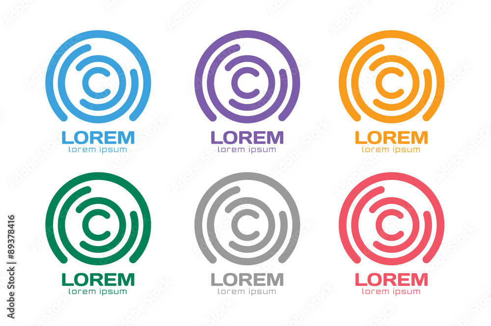 Vector C letter logo. Circle ring logo design. Abstract flow Vector C letter logo. Circle ring logo design. Abstract flow